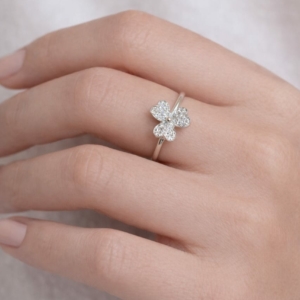 Bague en Argent 925 Fleur Pavée
