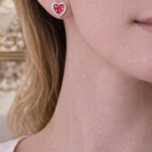 Boucles d’oreilles en Argent 925 Motif Cœur Rouge