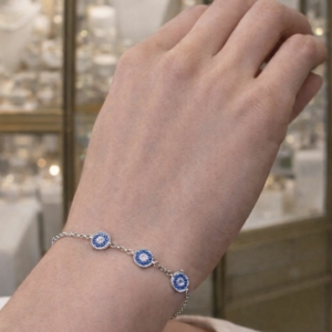 Bracelet en Argent 925 Motifs Œil Bleu