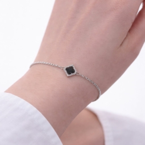 Bracelet en Argent 925 Motif Carré Noir