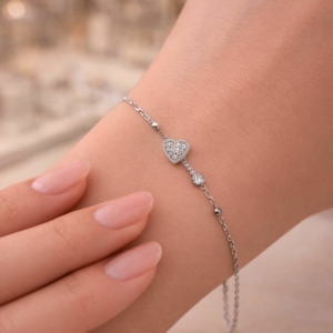 Bracelet en Argent 925 Pendentif Cœur