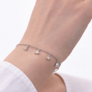Bracelet en Argent 925 Cristaux Suspendus