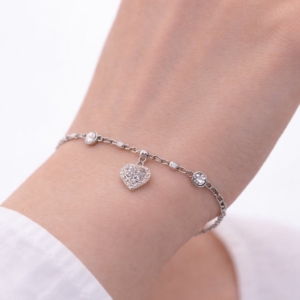 Bracelet en Argent 925 Pendentif Cœur