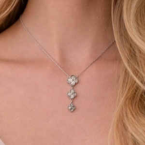 Collier en Argent 925 Pendentif Trilogie Fleur