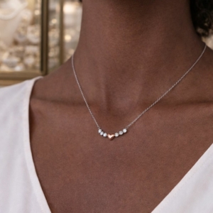 Collier en Argent 925 Ligne de Pierres