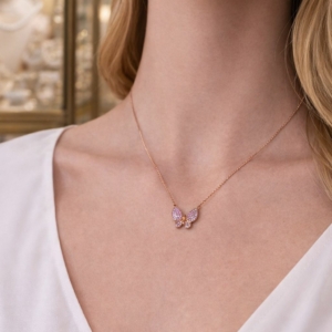 Collier en Argent 925 Pendentif Papillon